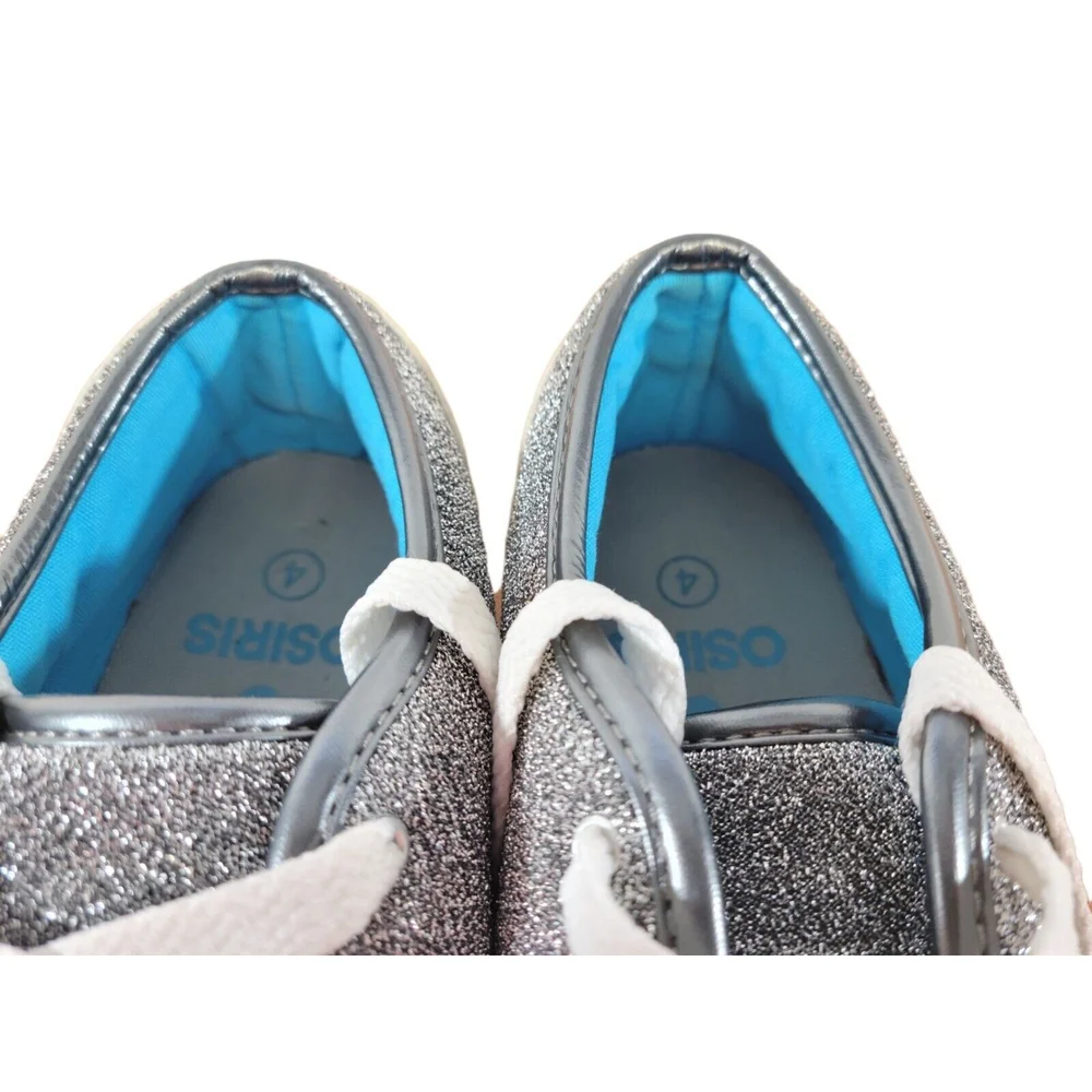 Osiris Lona Girls Athletic Glitter Silver Sneaker‎ Shoes Size 4
